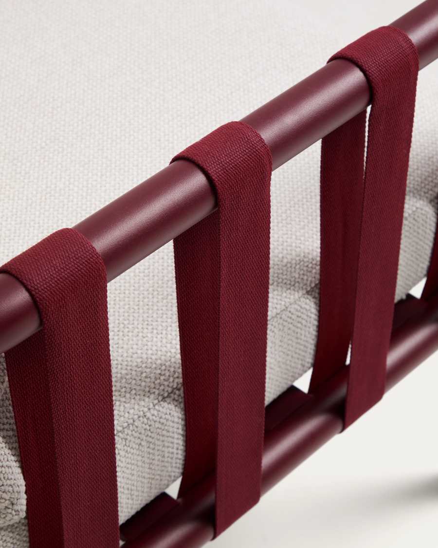 Ensemble Omala composé d’un canapé 2 places et 2 fauteuils en corde et aluminium bordeaux