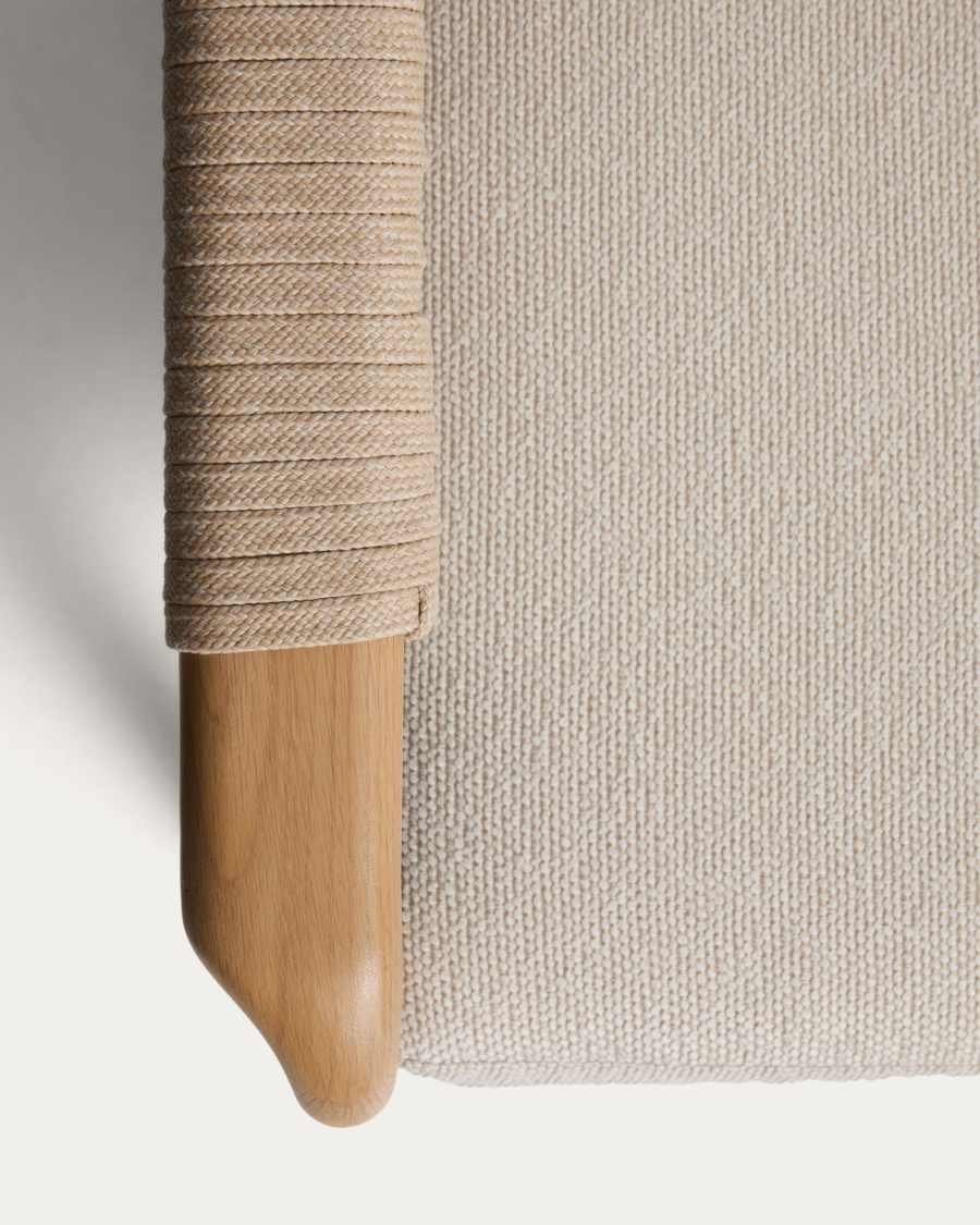 Sirte outdoor set with 3-seater sofa, 2 armchairs and aluminium table with wood-effect finish and ecru cushions