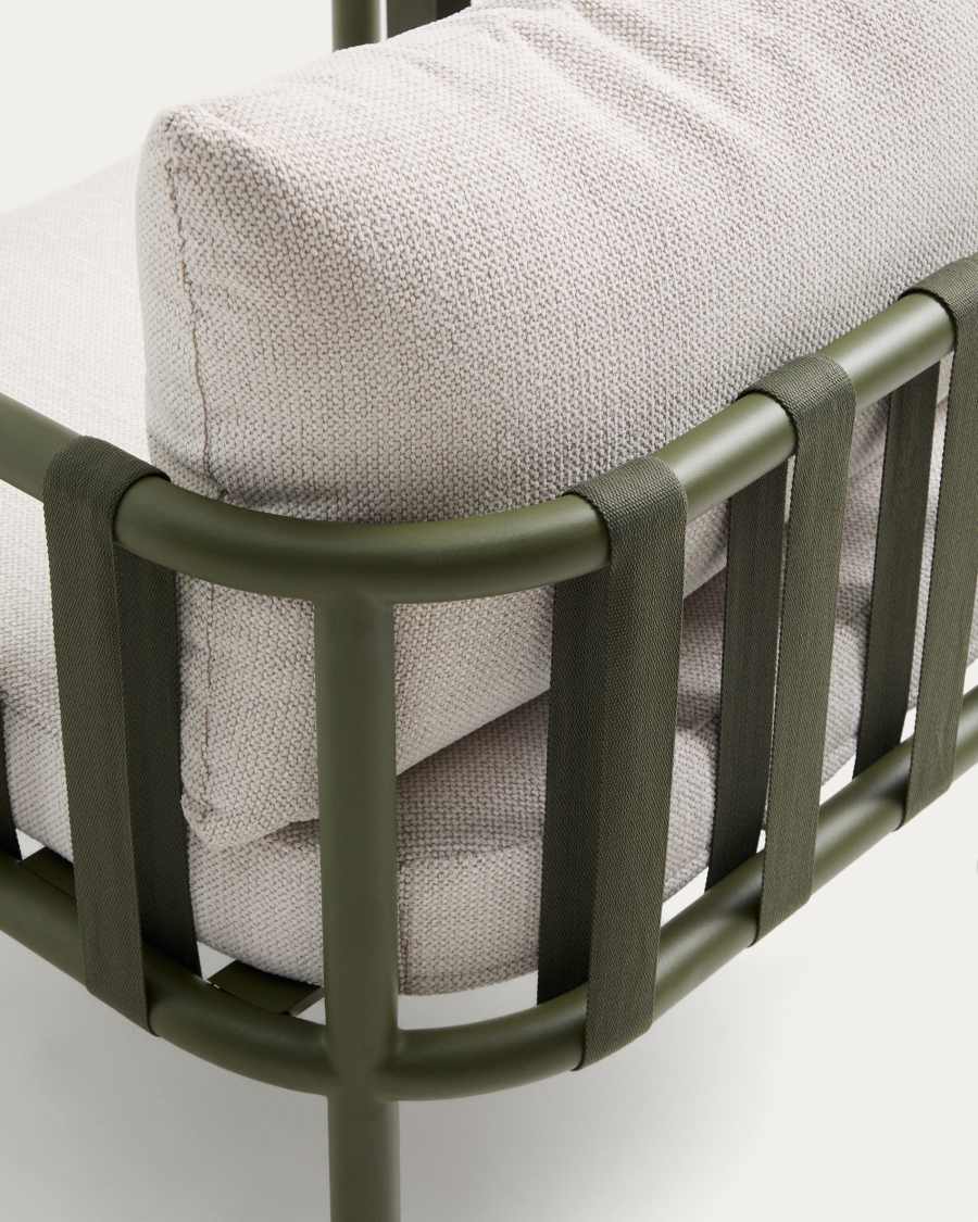 Set Omala di divano 2 posti e 2 poltrone con struttura in alluminio verde