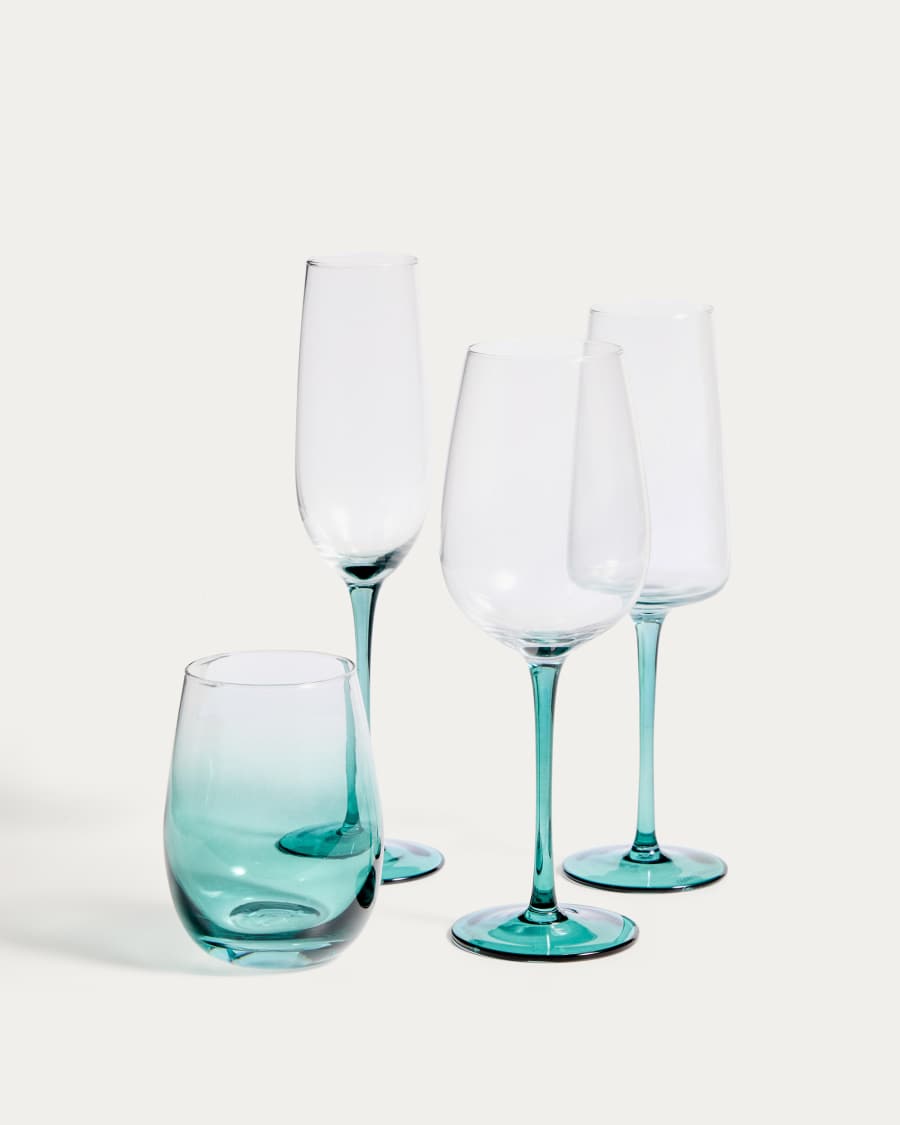 Irides blauw en transparant champagneglas 31,5 cl