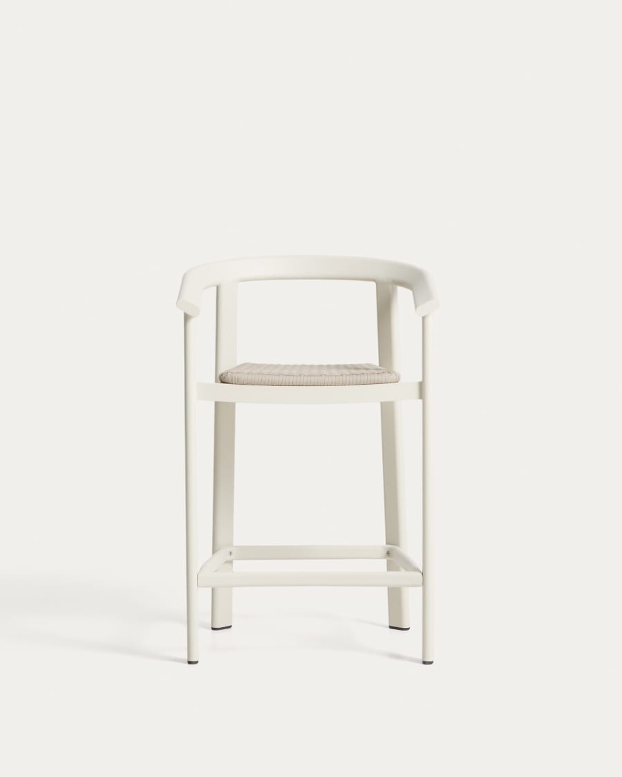 Σκαμπό Erice από αλουμίνιο και σκοινί σε χρώμα εκρού 65 εκ