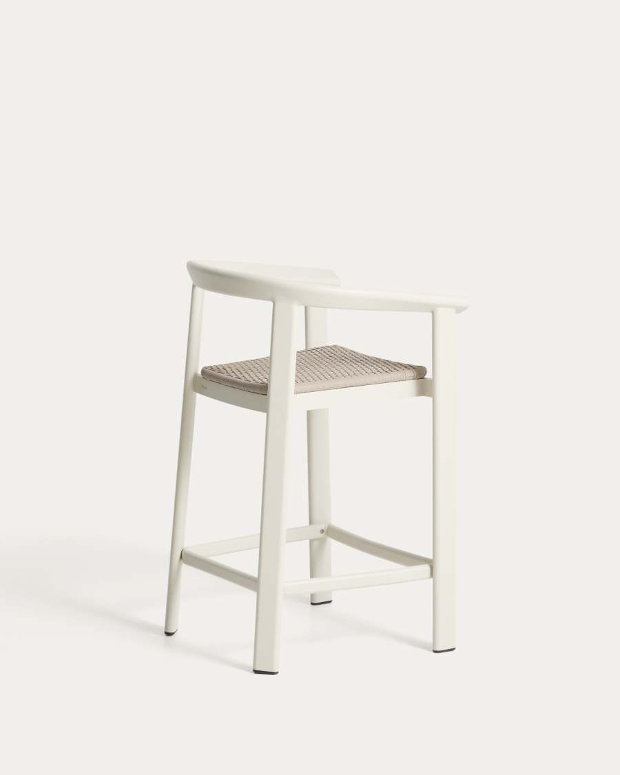 Σκαμπό Erice από αλουμίνιο και σκοινί σε χρώμα εκρού 65 εκ