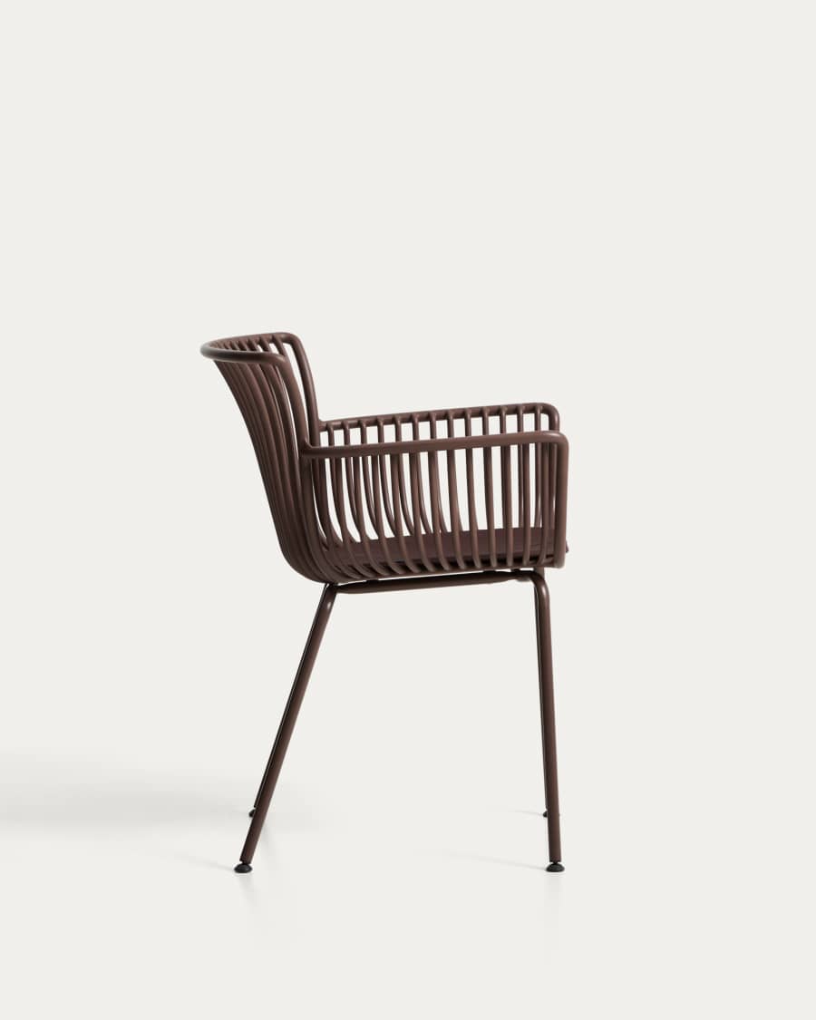 Καρέκλα εξωτερικού χώρου Surpika με καφέ ατσάλινα πόδια