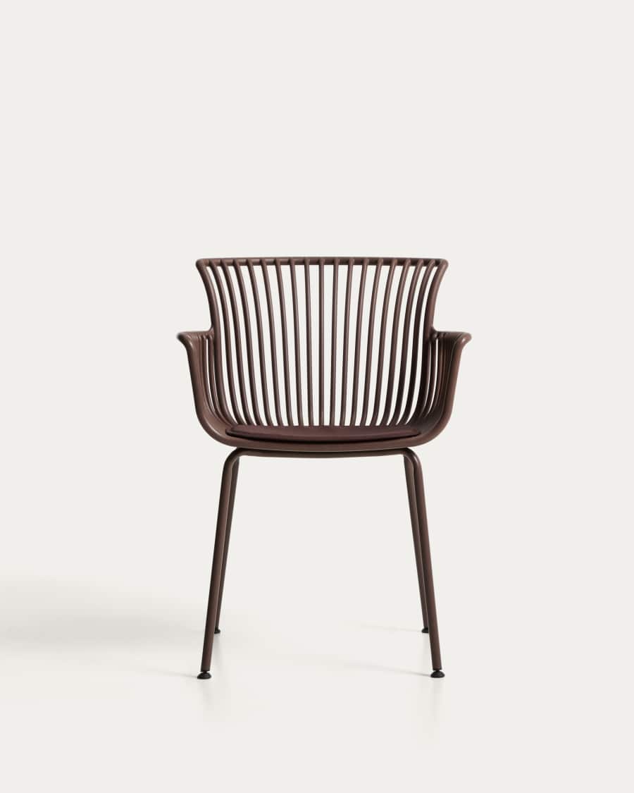 Καρέκλα εξωτερικού χώρου Surpika με καφέ ατσάλινα πόδια