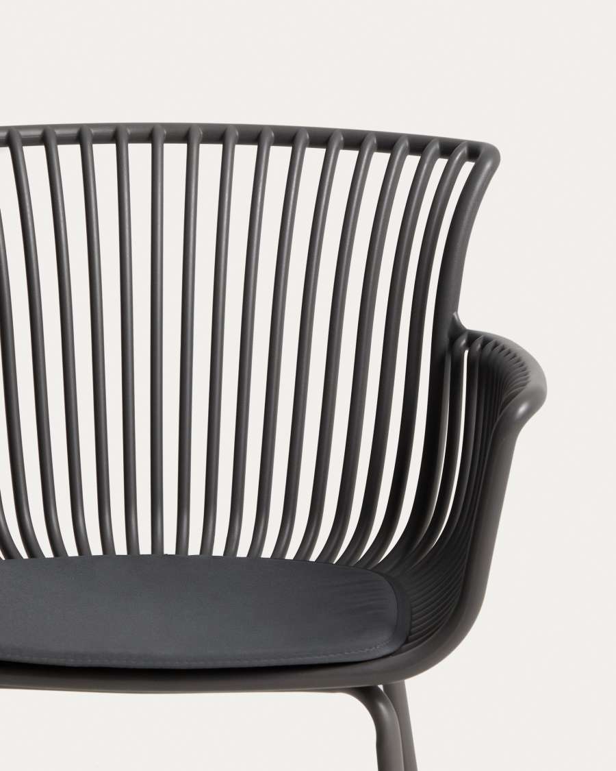 Καρέκλα εξωτερικού χώρου Surpika με ατσάλινα πόδια σε γραφίτη