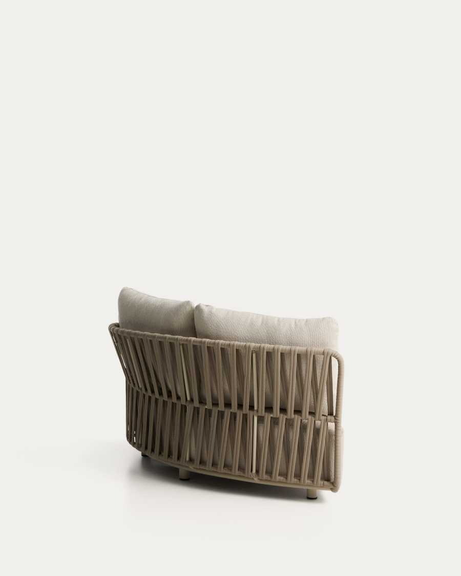 Osani curved module in ecru aluminium and taupe rope cord 167cm