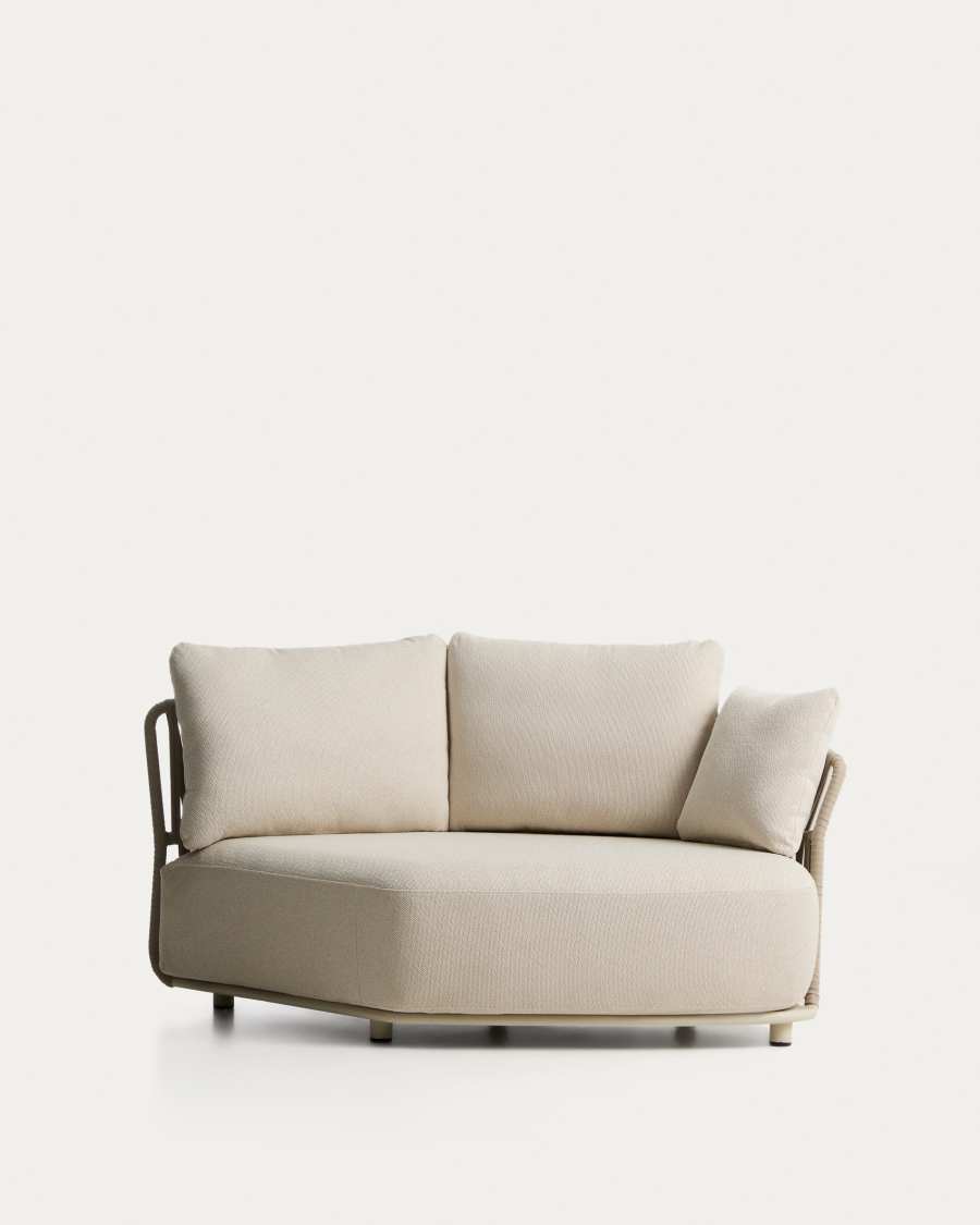 Osani curved module in ecru aluminium and taupe rope cord 167cm
