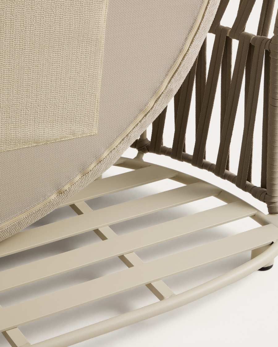 Osani 2-seater sofa and curved module in ecru aluminium and taupe rope cord 274cm