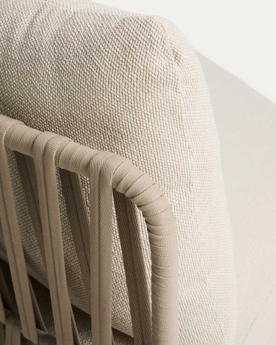 Osani 2-seater sofa and curved module in ecru aluminium and taupe rope cord 274cm