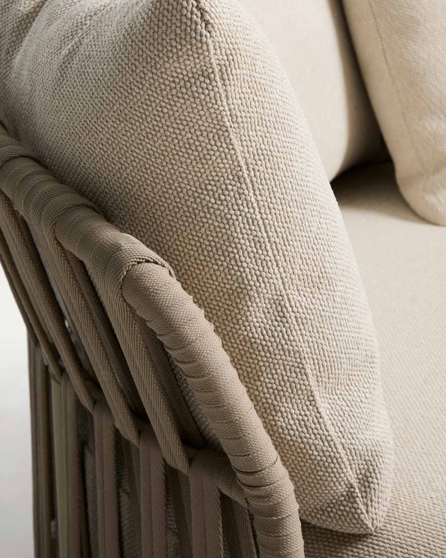 Osani ecru 2-seater sofa with taupe rope cord 170cm