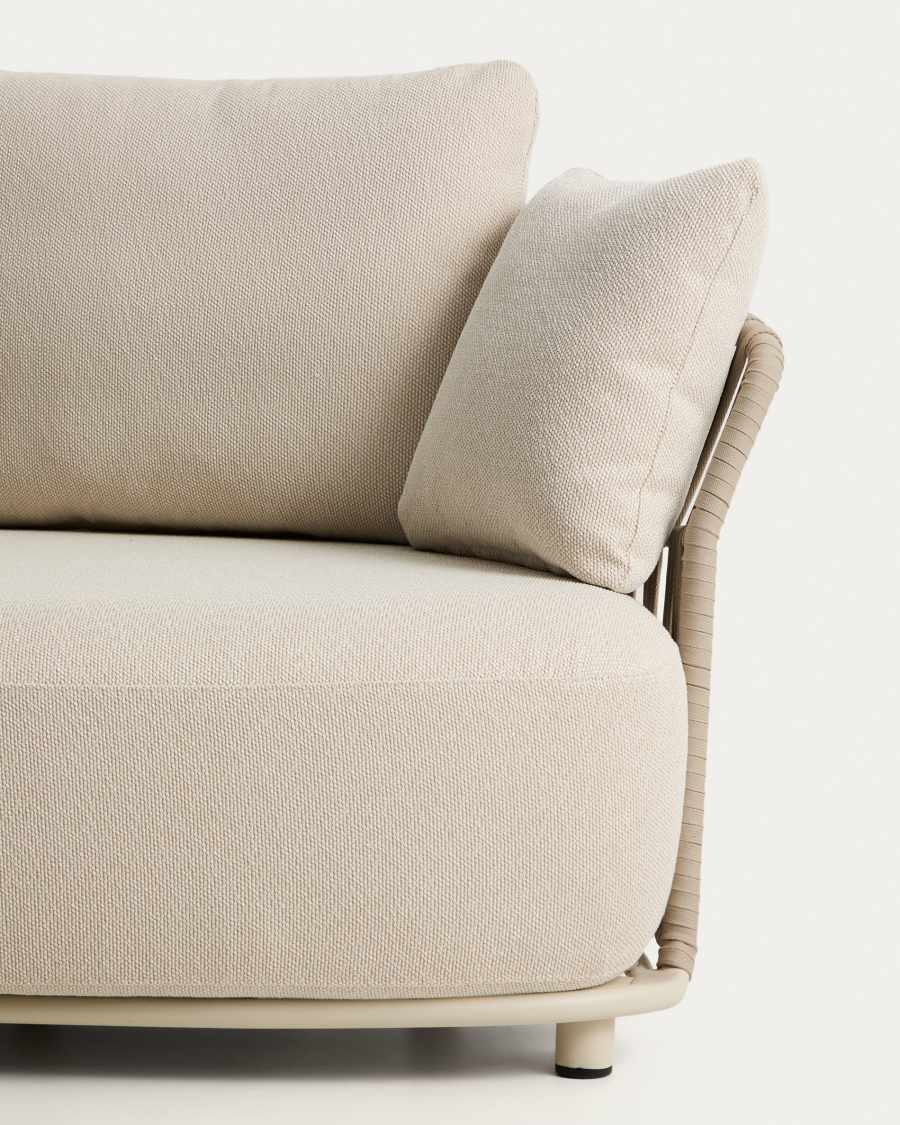 Osani curved module in ecru aluminium and taupe rope cord 167cm