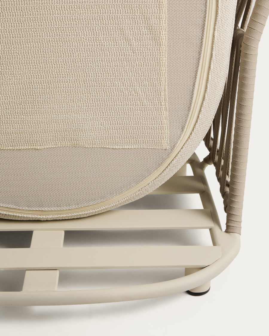 Osani armchair in ecru aluminium and taupe rope cord