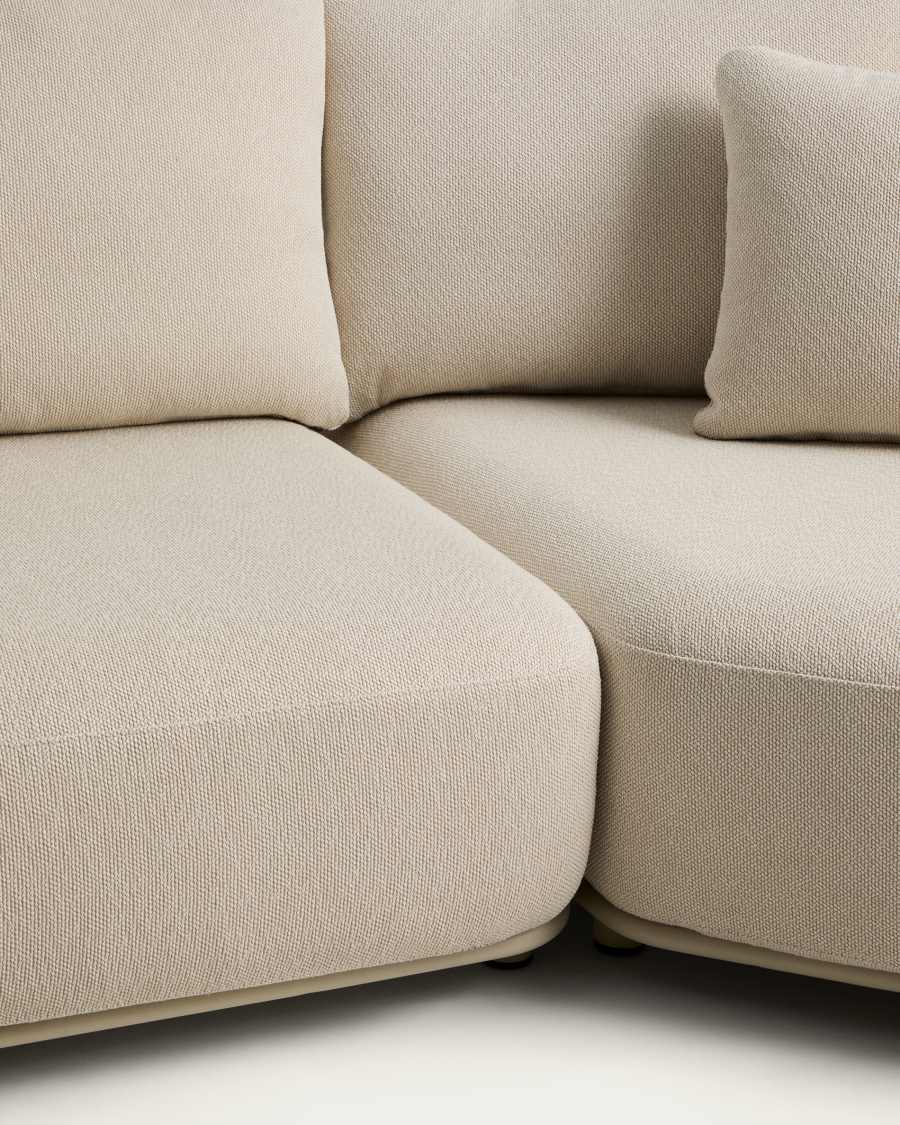 Osani 2-seater sofa and curved module in ecru aluminium and taupe rope cord 274cm