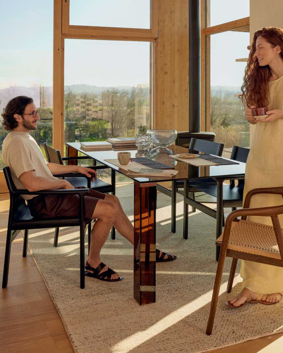 Tavolo Adularia in vetro temperato marrone 200 x 100 cm