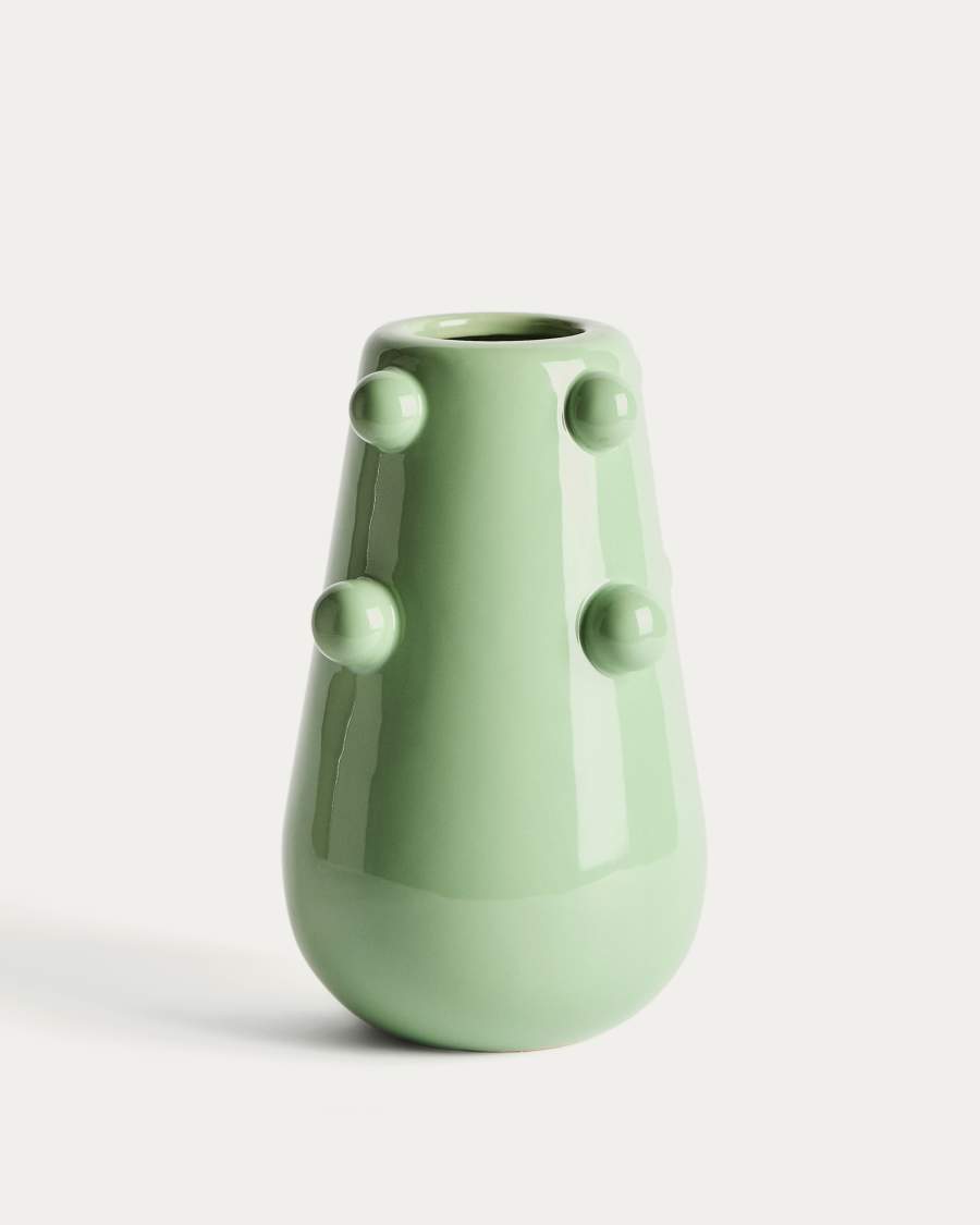 Vase Odra en céramique vert clair avec finition brillante 25,5 cm