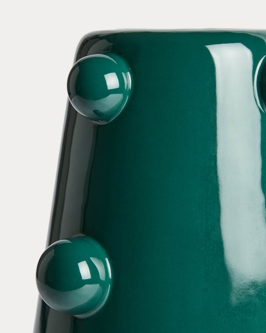 Vase Odra en céramique vert foncé avec finition brillante 25,5 cm