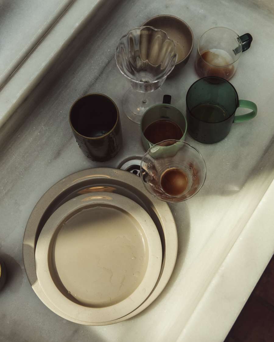 Micla green glass mug with handle