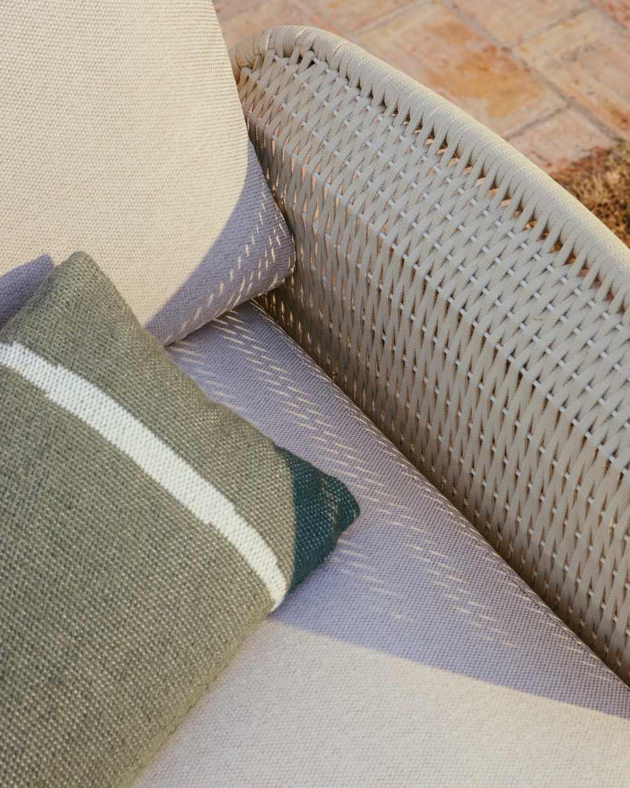 Καναπές 2 θέσεων Alipa από μασίφ ξύλο ακακίας και εκρού σκοινί 165 εκ