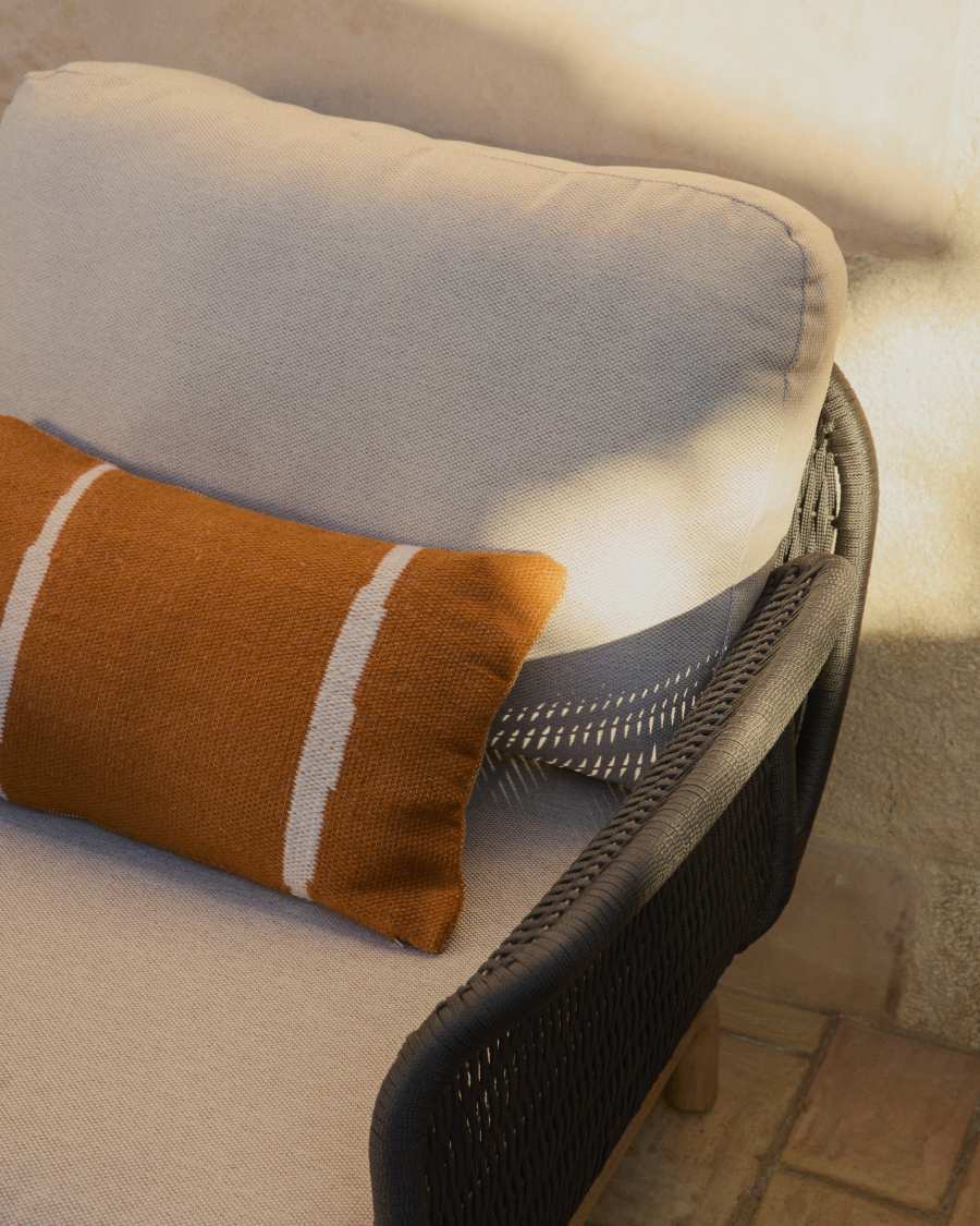 Πολυθρόνα Alipa από μασίφ ξύλο ακακίας και σκούρο γκρι σκοινί FSC 100%