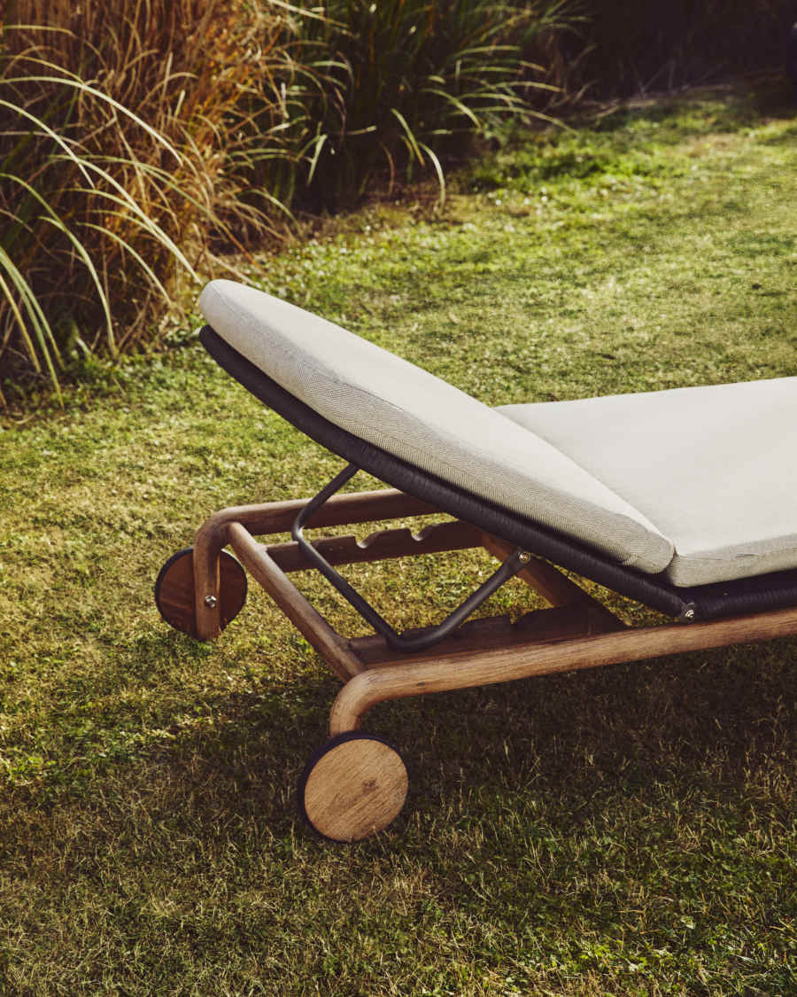 Ξαπλώστρα Alipa από μασίφ ξύλο ακακίας και σκούρο γκρι σκοινί FSC 100%