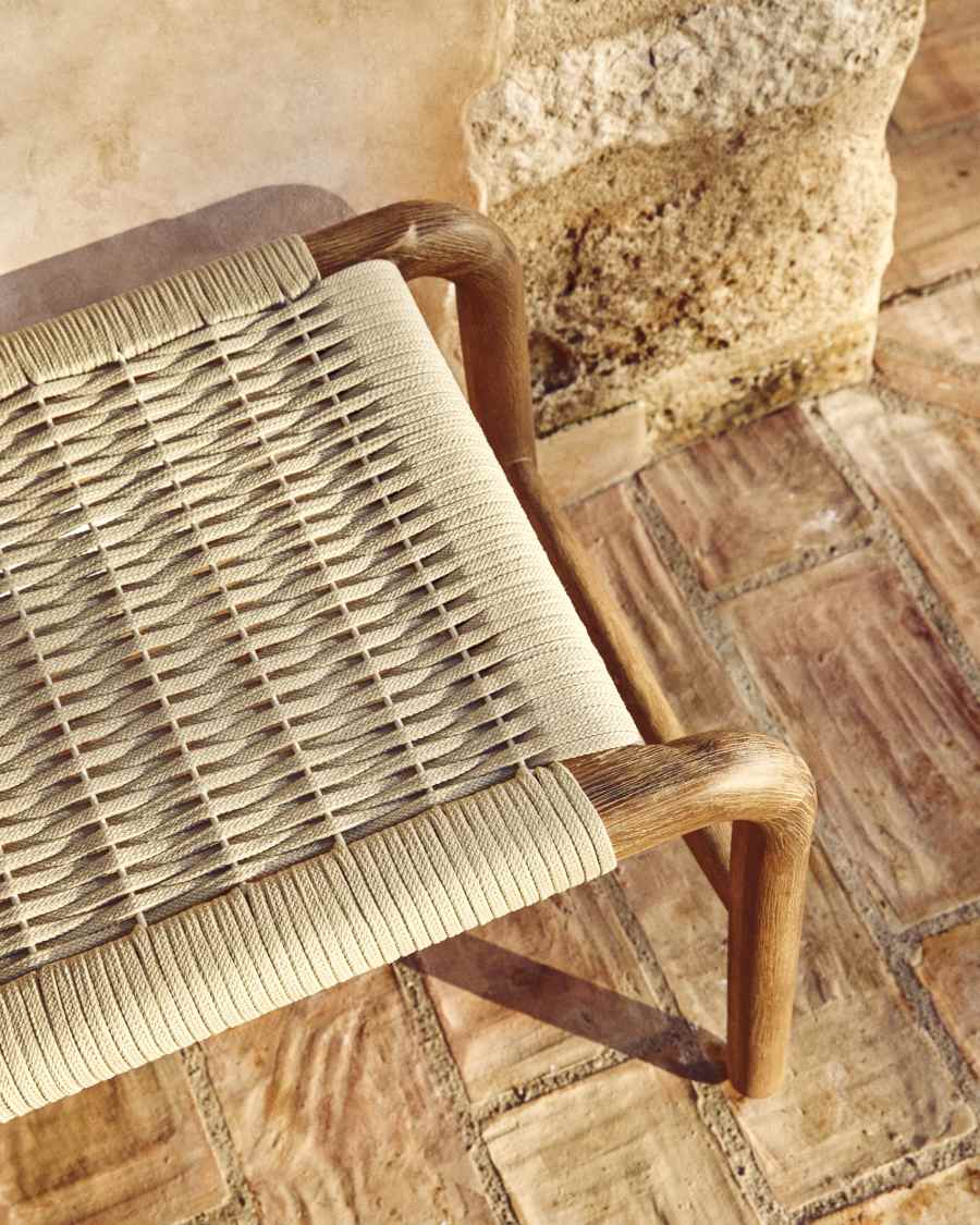 Πάγκος Alipa από μασίφ ξύλο ακακίας και εκρού σκοινί 200 εκ FSC 100%