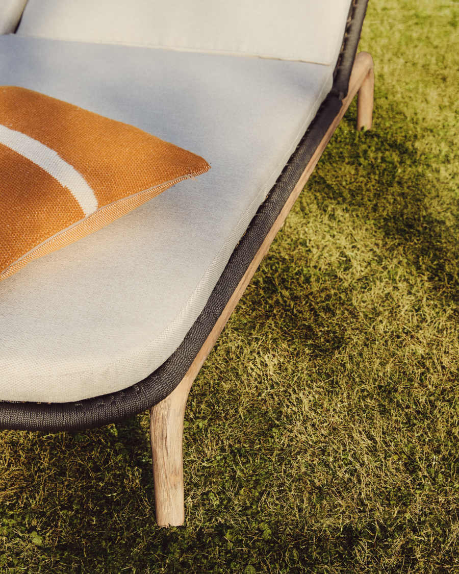 Διπλή ξαπλώστρα Alipa από μασίφ ξύλο ακακίας και σκούρο γκρι σκοινί FSC 100%