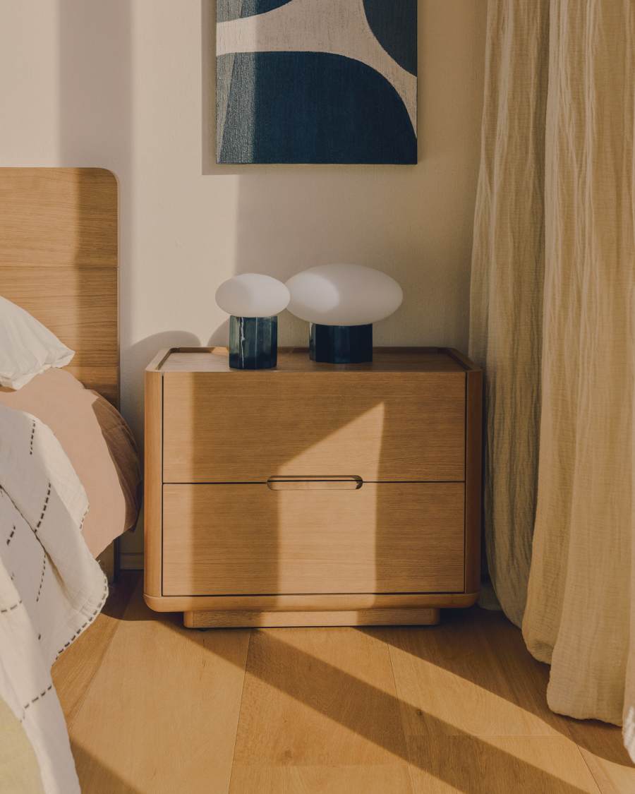 Lampe de table Idela en verre fumé et marbre noir Ø 15 cm