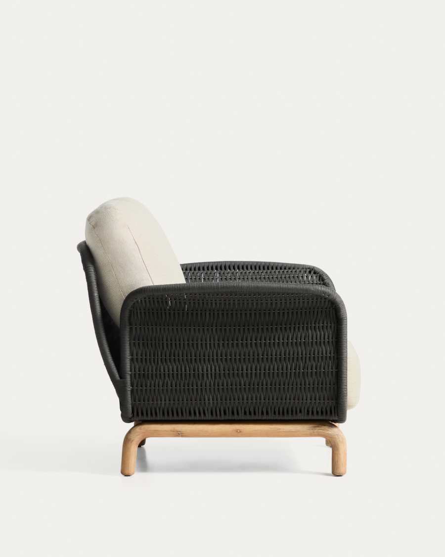 Πολυθρόνα Alipa από μασίφ ξύλο ακακίας και σκούρο γκρι σκοινί FSC 100%