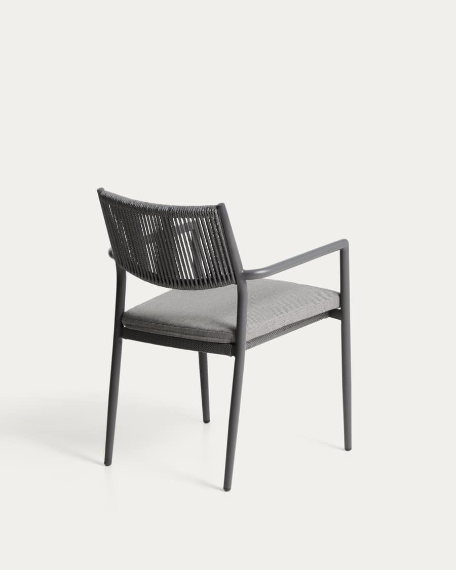 Argasi chair in graphite aluminium and dark grey synthetic rope cord