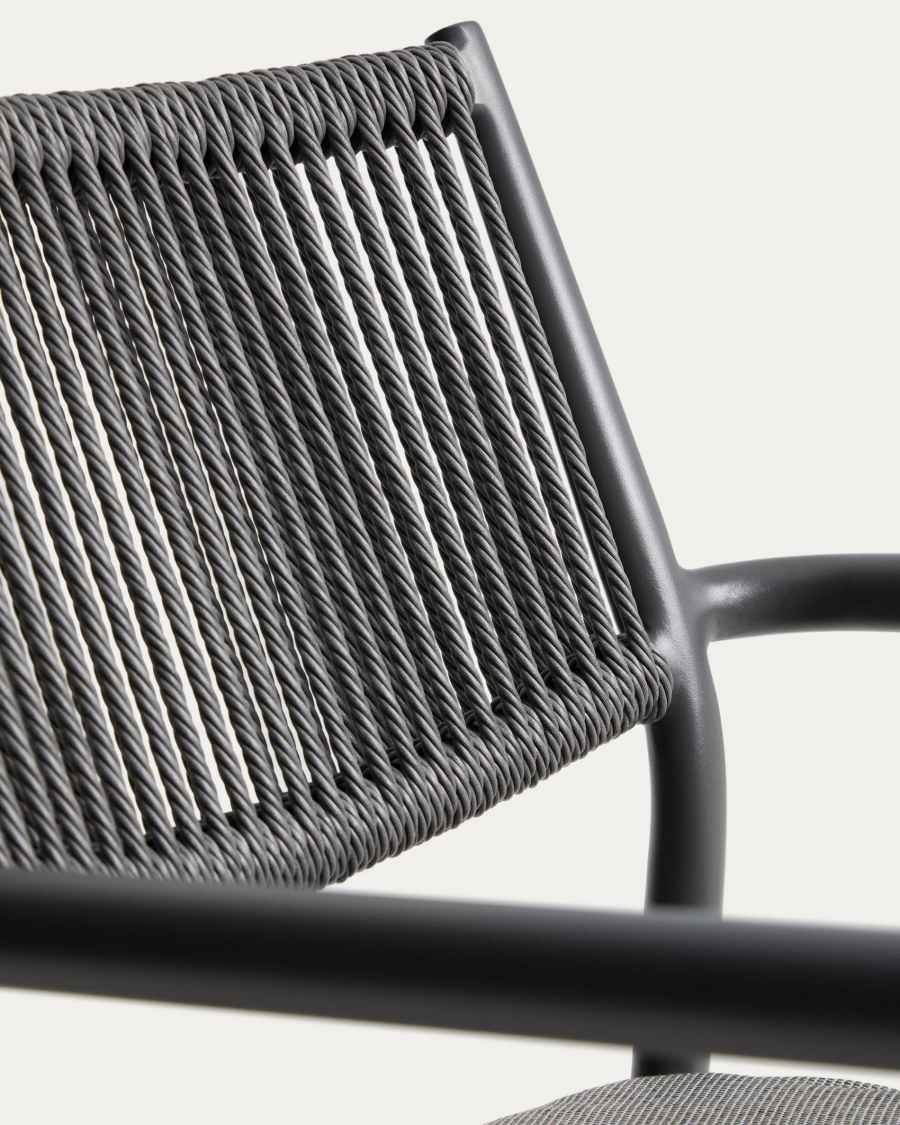 Argasi chair in graphite aluminium and dark grey synthetic rope cord