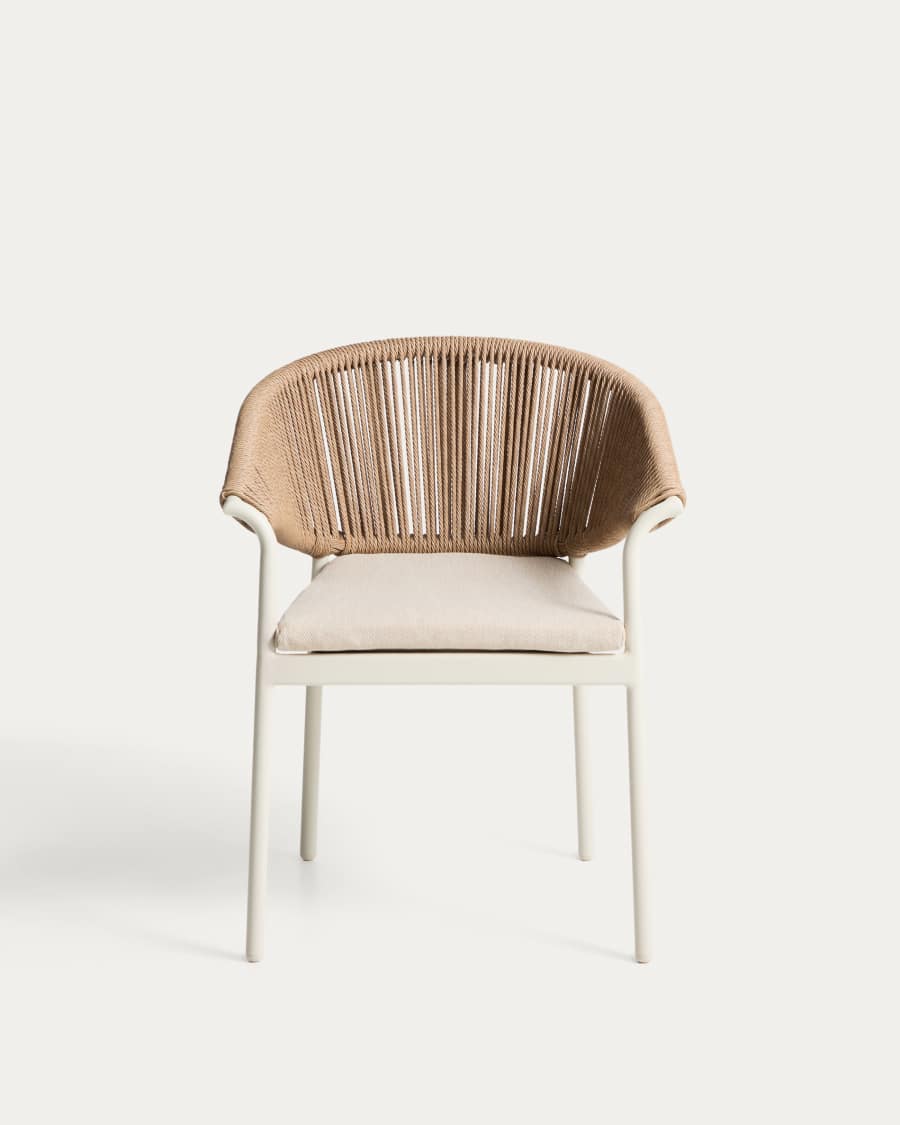 Zuara chair in ecru aluminium and brown synthetic rope cord