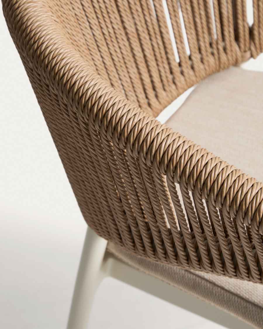 Zuara chair in ecru aluminium and brown synthetic rope cord