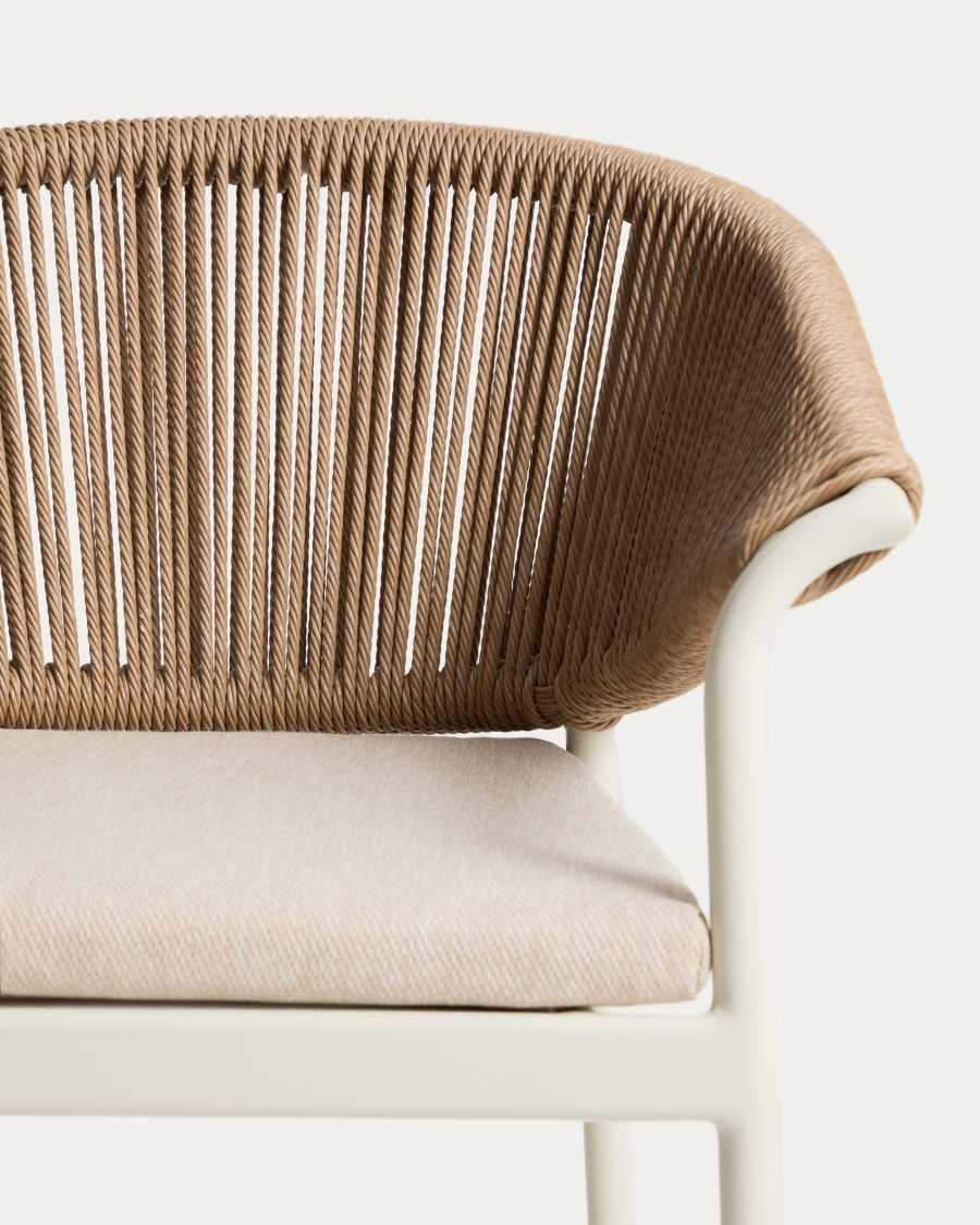 Zuara chair in ecru aluminium and brown synthetic rope cord