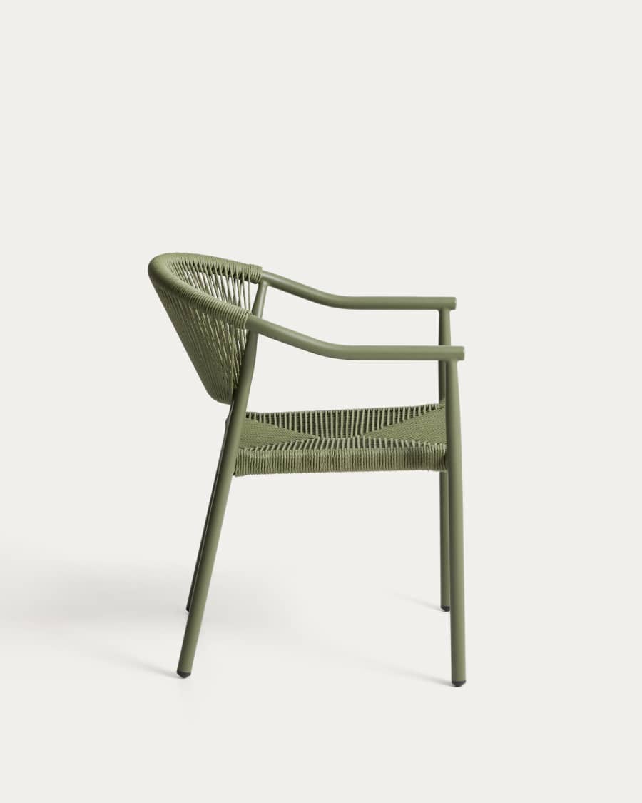 Livadia stackable outdoor chair in green aluminium