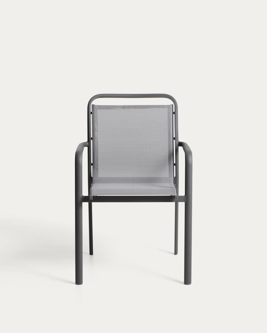 Luri stackable chair in graphite aluminium and grey texteline