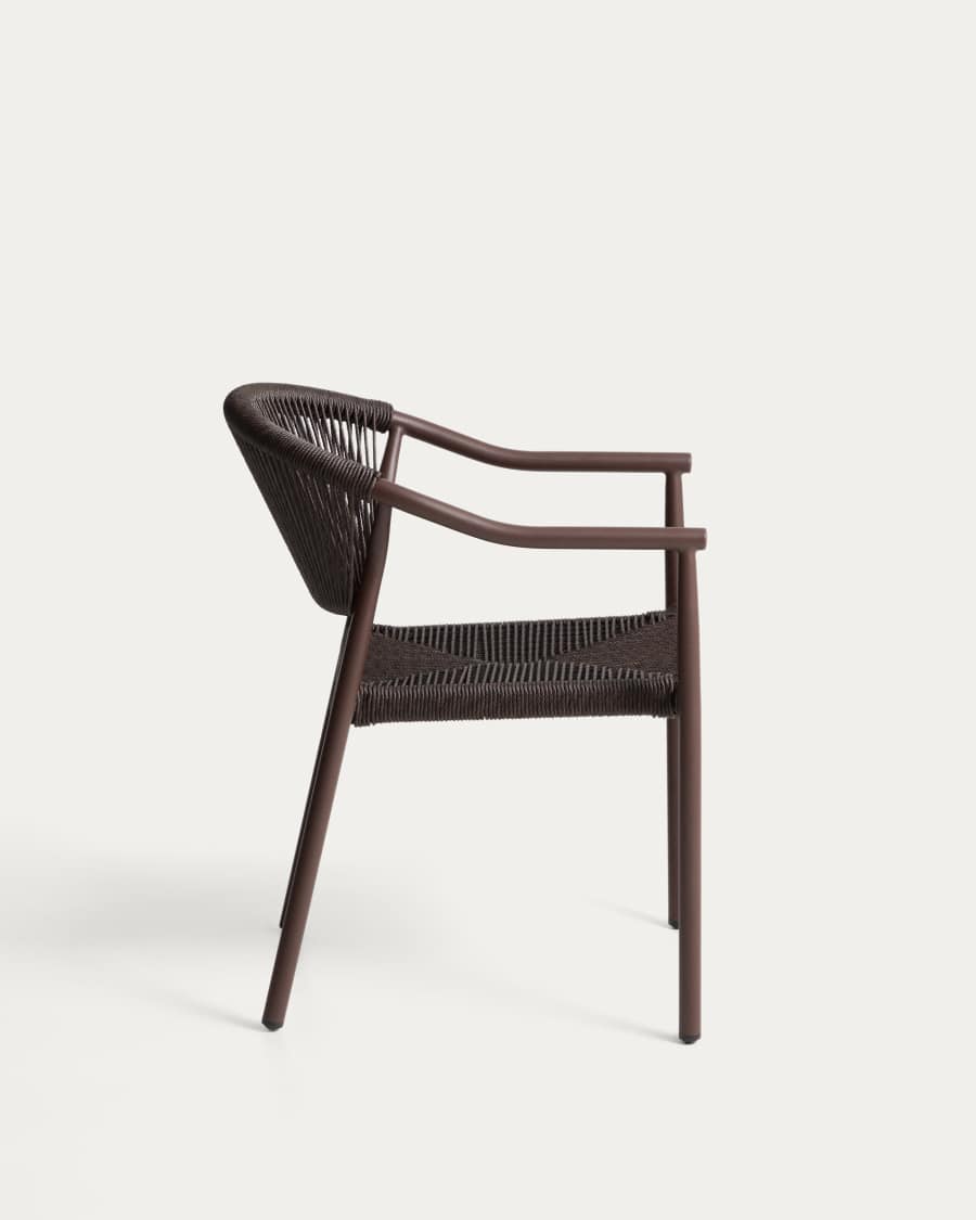 Livadia stackable outdoor chair in brown aluminium