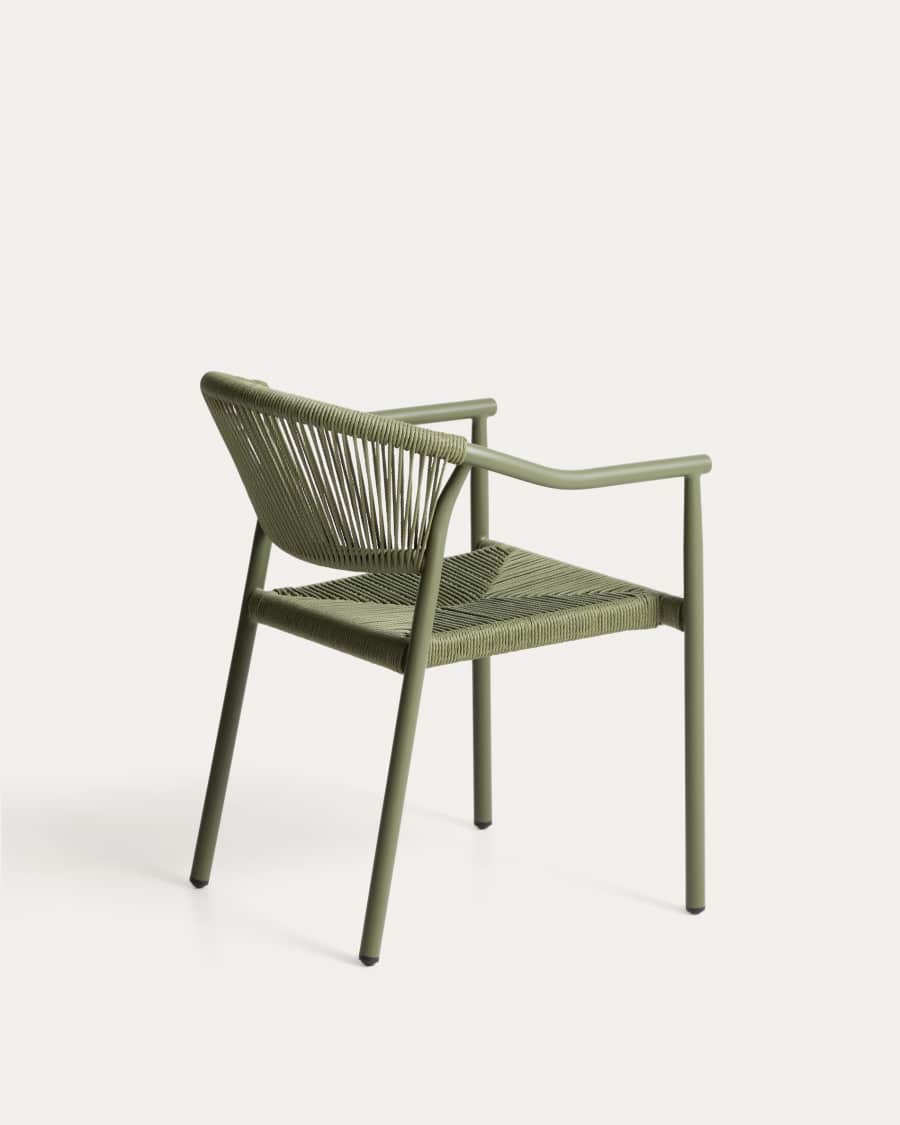 Livadia stackable outdoor chair in green aluminium