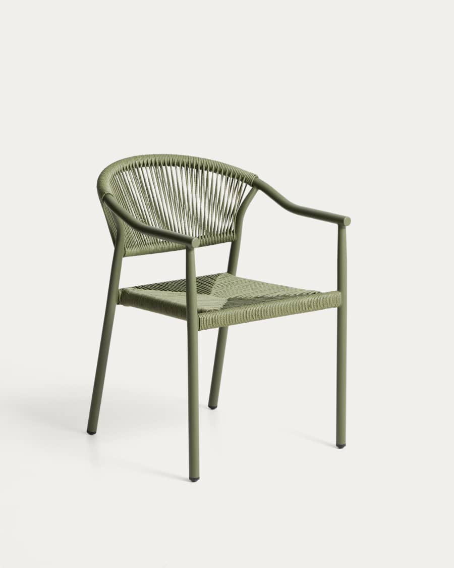Livadia stackable outdoor chair in green aluminium