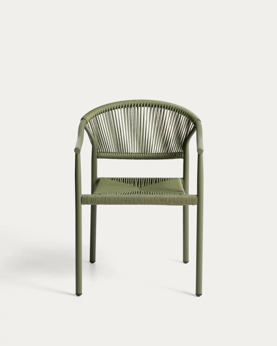 Livadia stackable outdoor chair in green aluminium