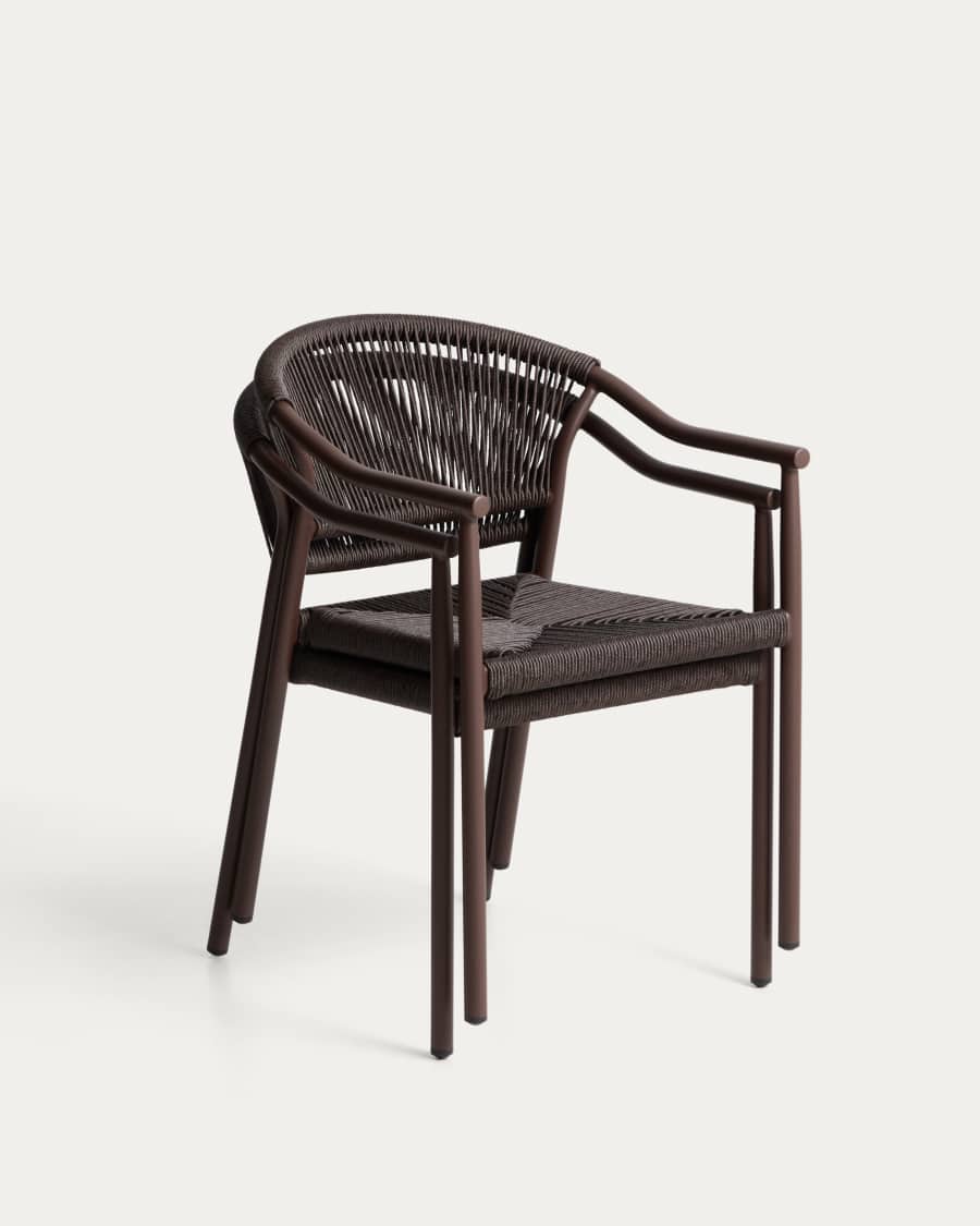 Livadia stackable outdoor chair in brown aluminium