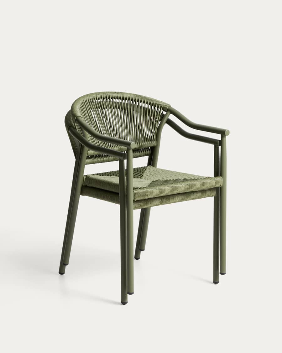 Livadia stackable outdoor chair in green aluminium
