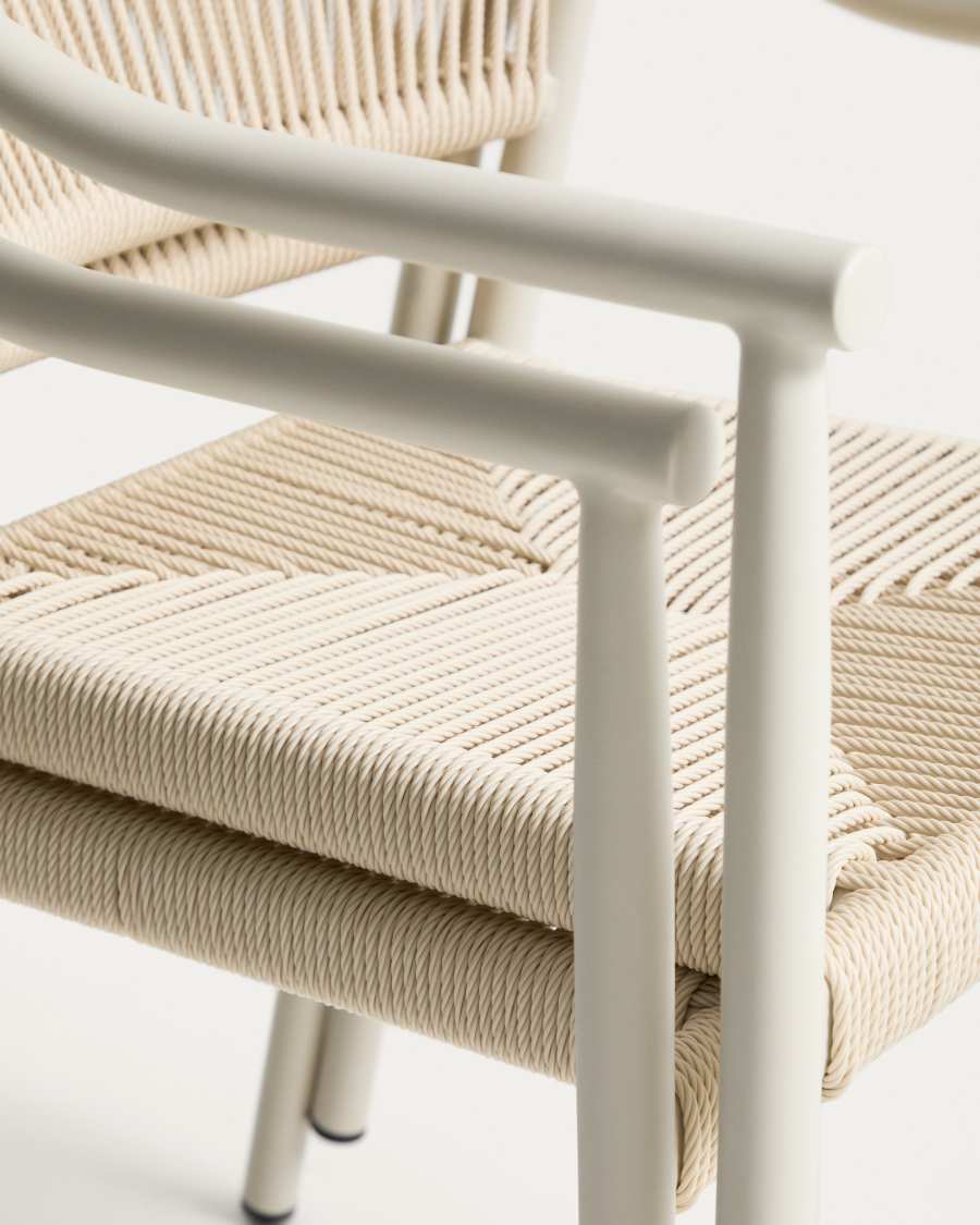 Livadia stackable outdoor chair in ecru aluminium