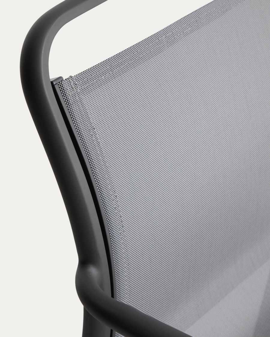 Luri stackable chair in graphite aluminium and grey texteline
