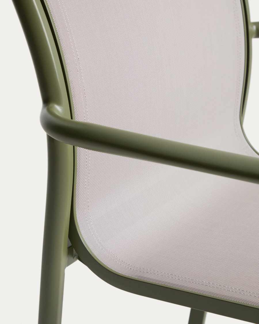 Sedia impilabile Luri in alluminio verde e texteline beige