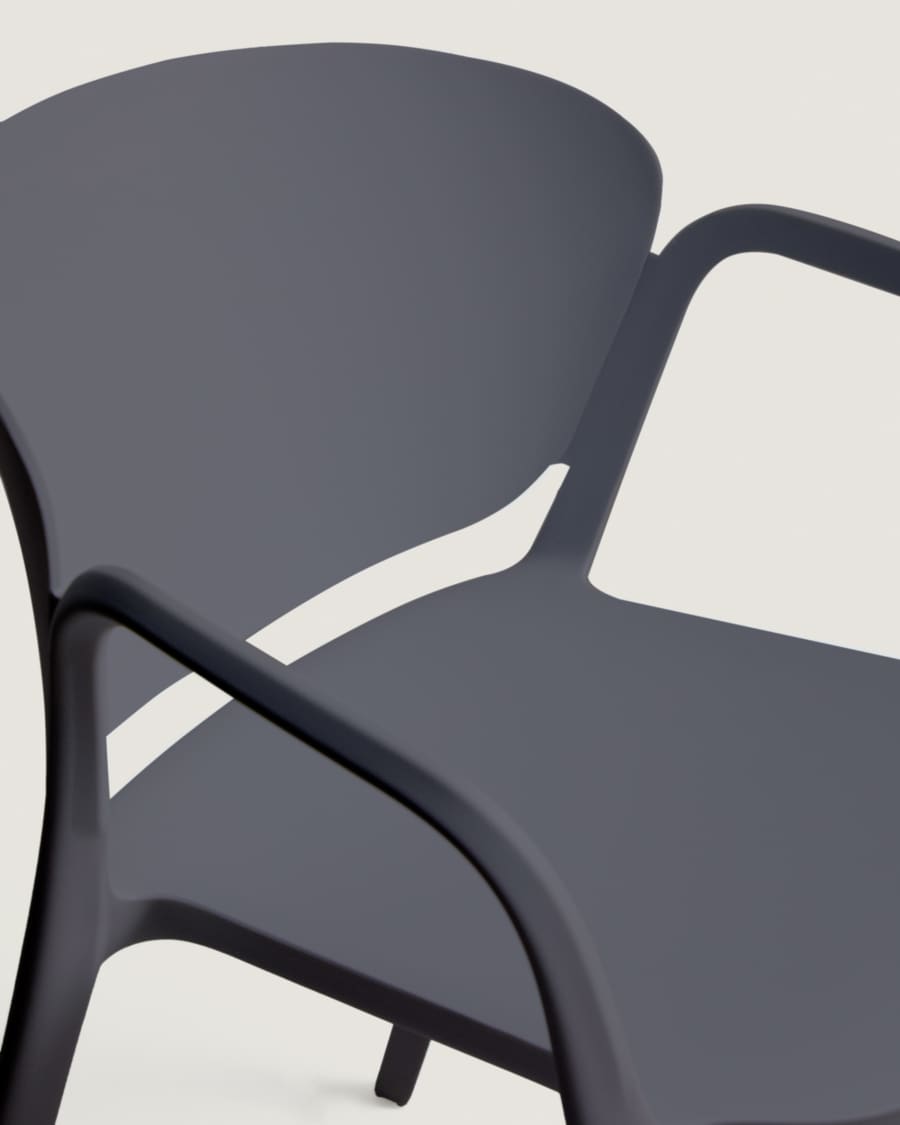 Στοιβαζόμενη καρέκλα Ania, 100% εξωτερικού χώρου, γκρι σκούρο