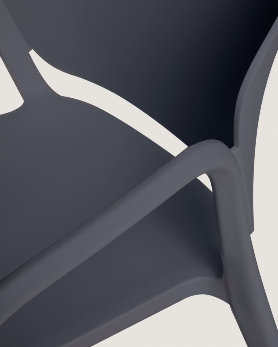 Στοιβαζόμενη καρέκλα Ania, 100% εξωτερικού χώρου, γκρι σκούρο