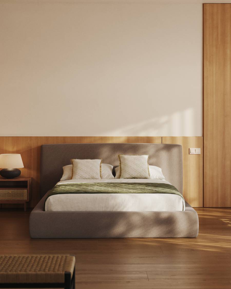 Blok brown bed with removable cover for 160 x 200cm mattress FSC Mix Credit