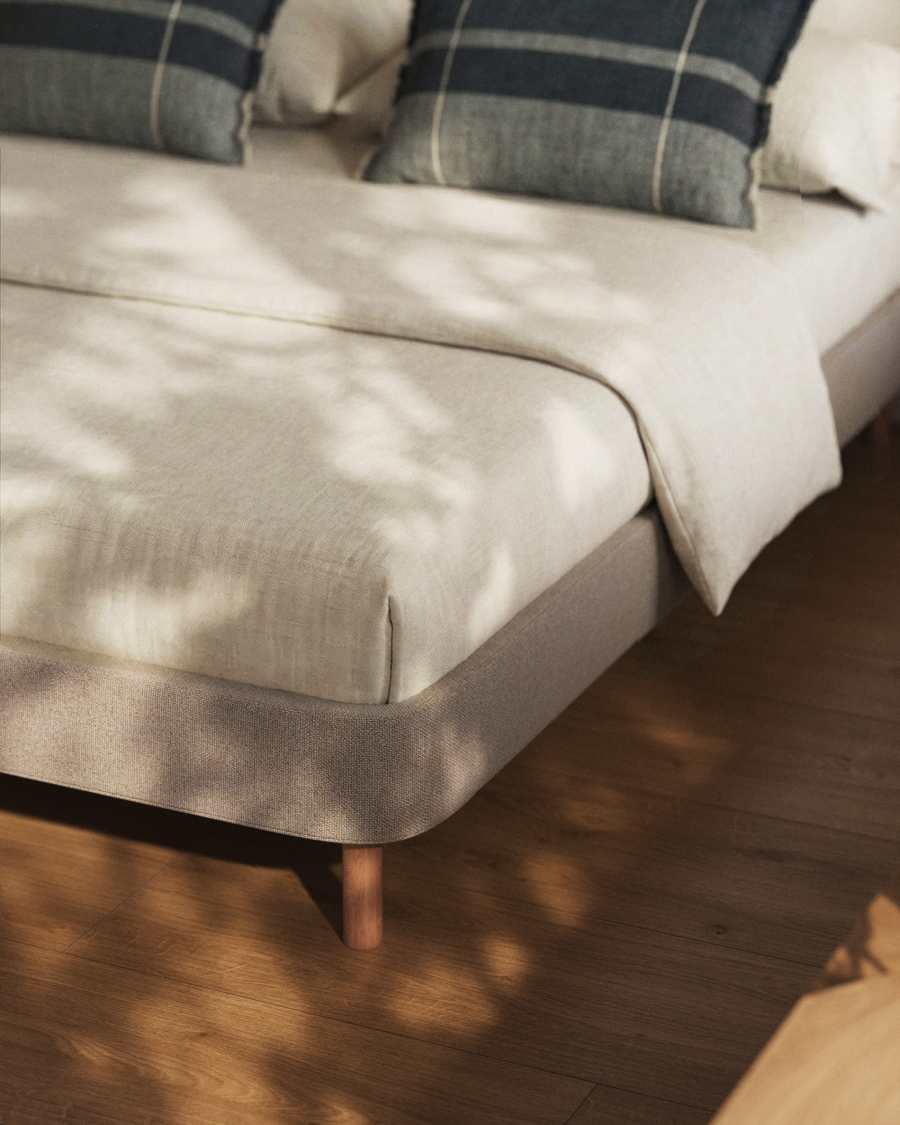 Ofelia brown base with removable cover and solid beech wood legs for 180 x 200cm mattress