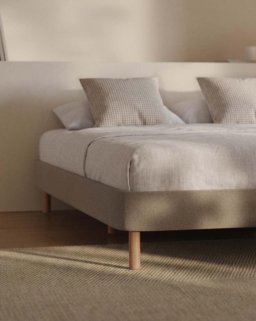 Ofelia brown base with removable cover and solid beech wood legs for 160 x 200cm mattress