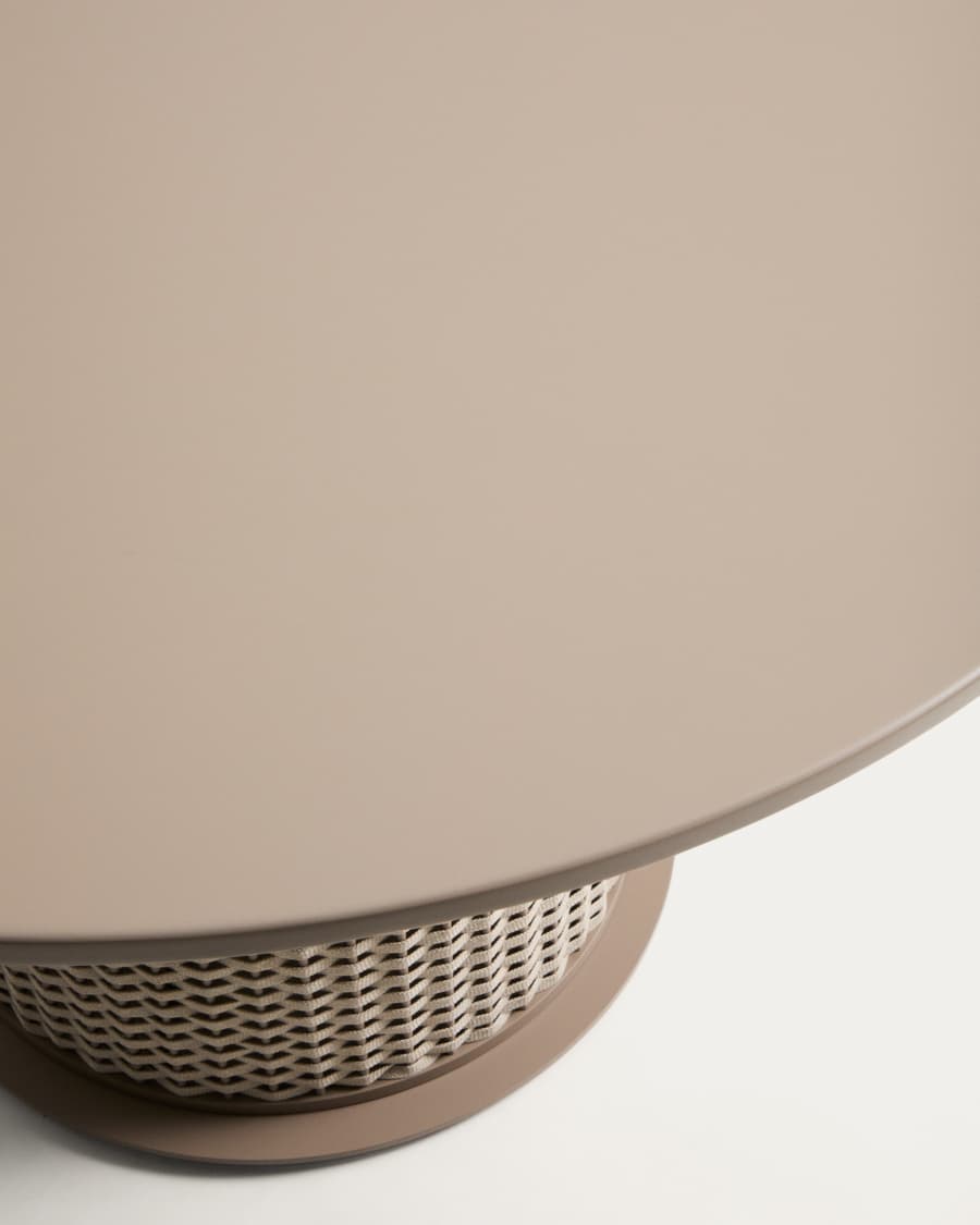 Sedalis taupe outdoor table in aluminium and rope cord Ø120cm